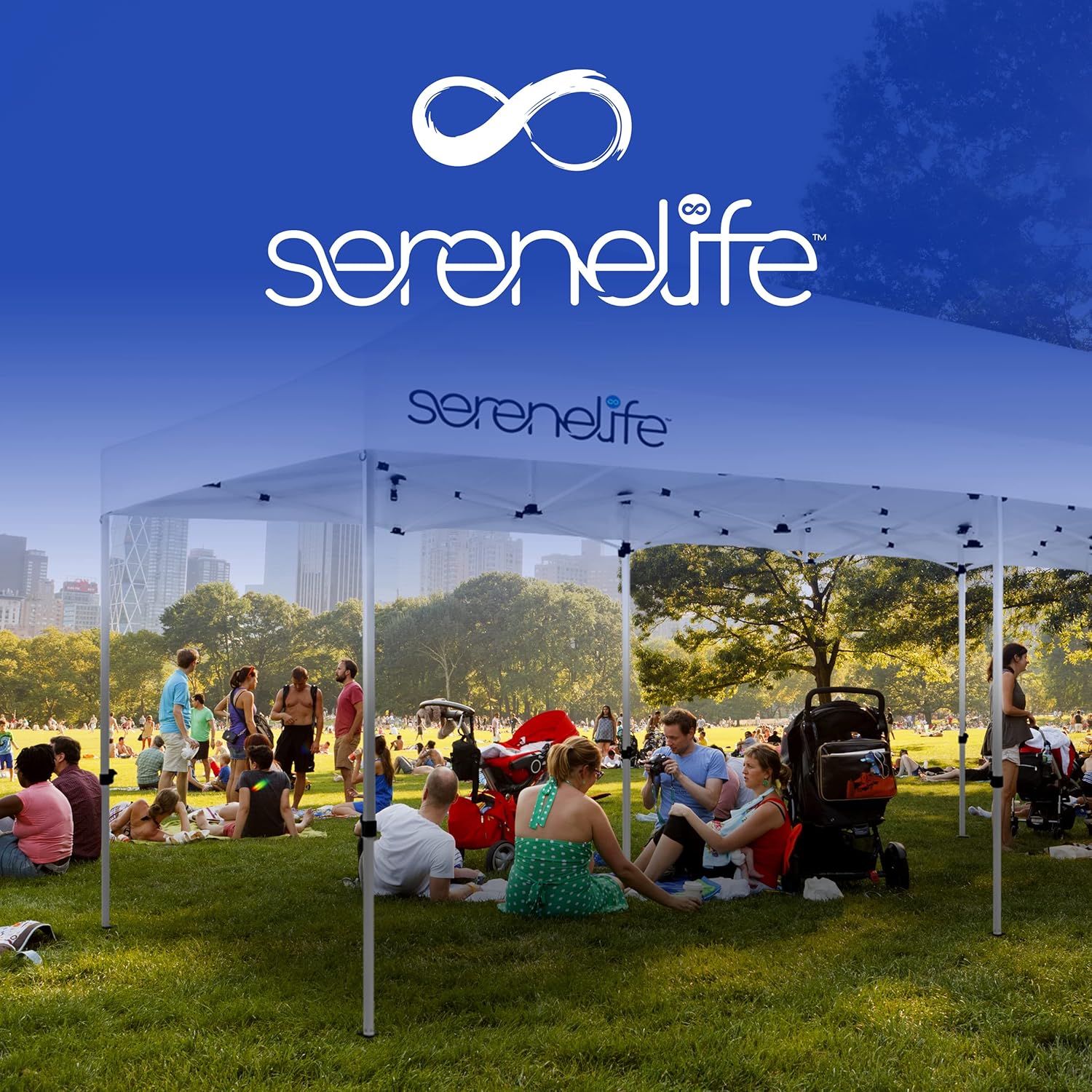 SereneLife Tienda de campaña comercial desplegable de 10 x 30, refugio desplegable instantáneo, tienda de campaña de poliéster impermeable con