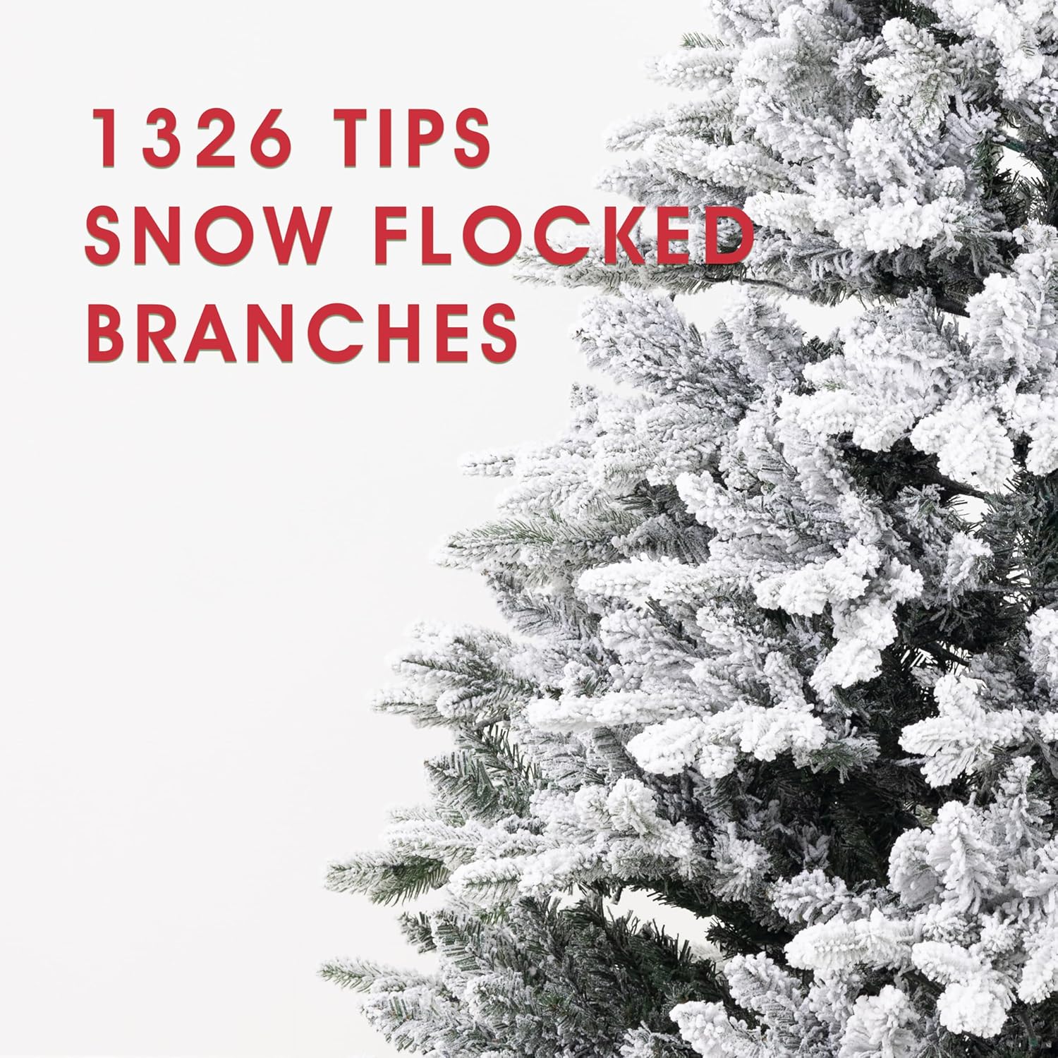 Árbol de Navidad flocado preiluminado de 7 pies con luces blancas cálidas, árbol de Navidad lleno de nieve con 1326 puntas de rama, 400 luces