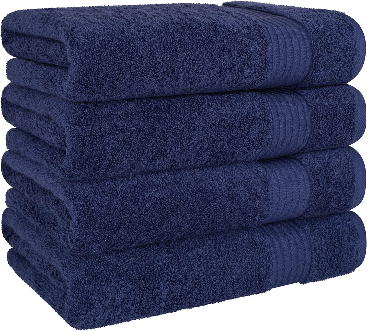 Cotton Paradise – Set de 4 toallas de baño 100% de algodón turco, suaves y absorbentes, color azul marino, 27 x 54in
