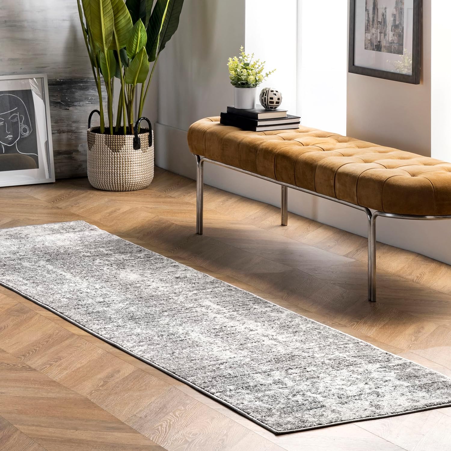 nuLOOM Deedra – Tapete de pasillo abstracto moderno – 2pies 8pulgadas x 20pies, gris