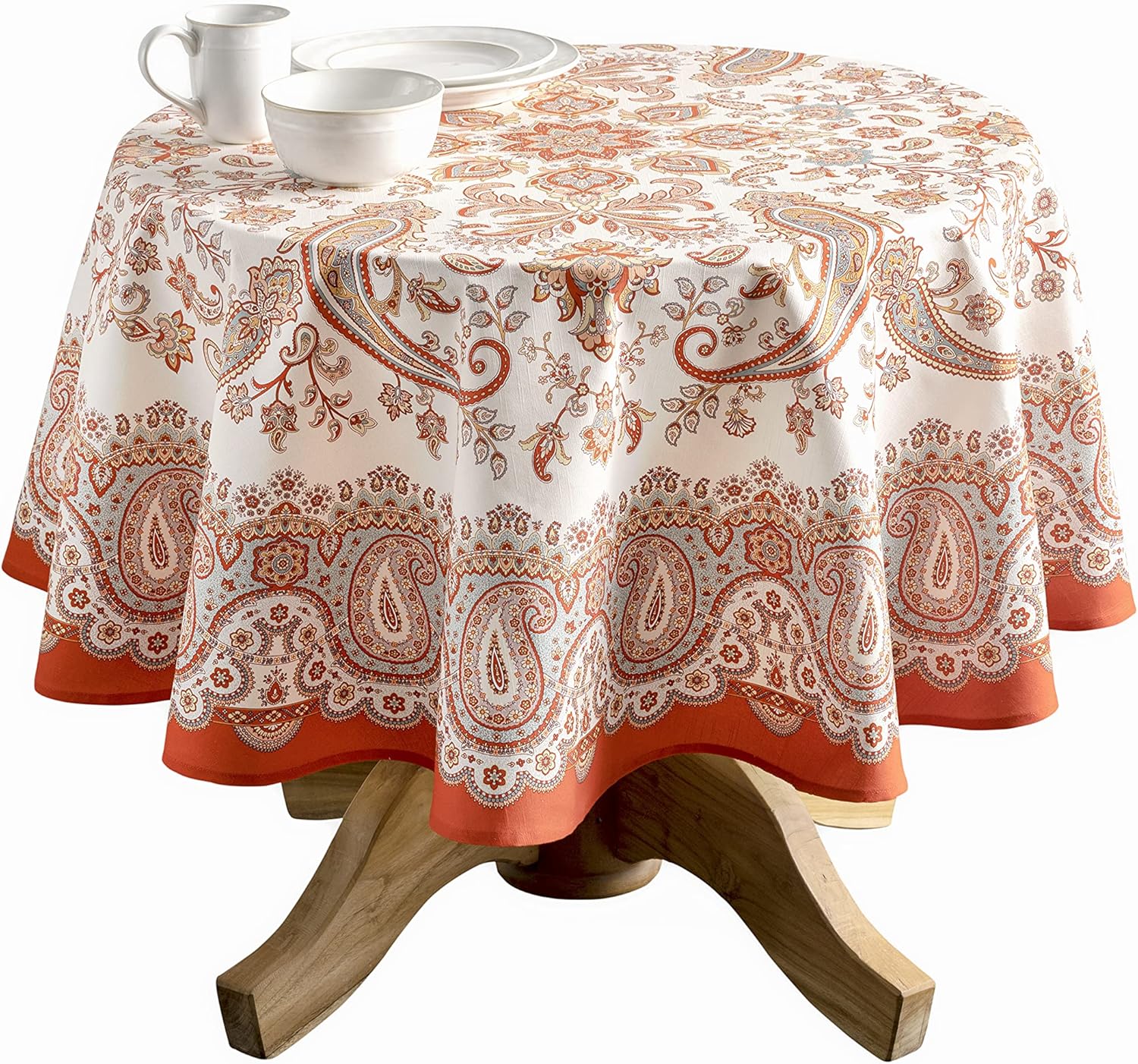 Maison d’ Hermine Mantel 100% algodón para mesas redondas de cocina, comedor, fiestas, bodas, Acción de GraciasNavidad (69 pulgadas de diámetro),