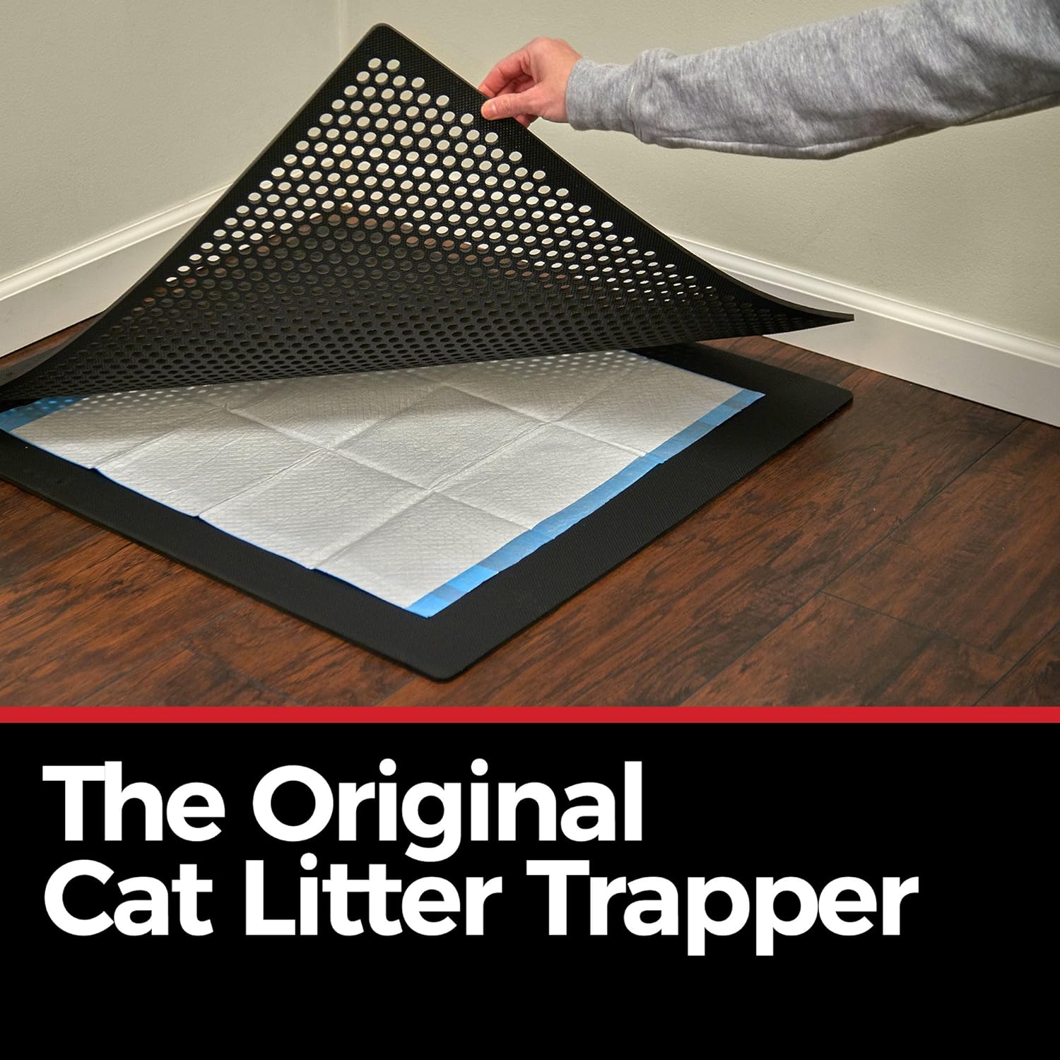 iPrimio Tapete de arena jumbo para gatos de 29 x 27 pulgadas, alfombra de arena para gatitos, alfombra atrapa la arena a través de agujeros grandes,