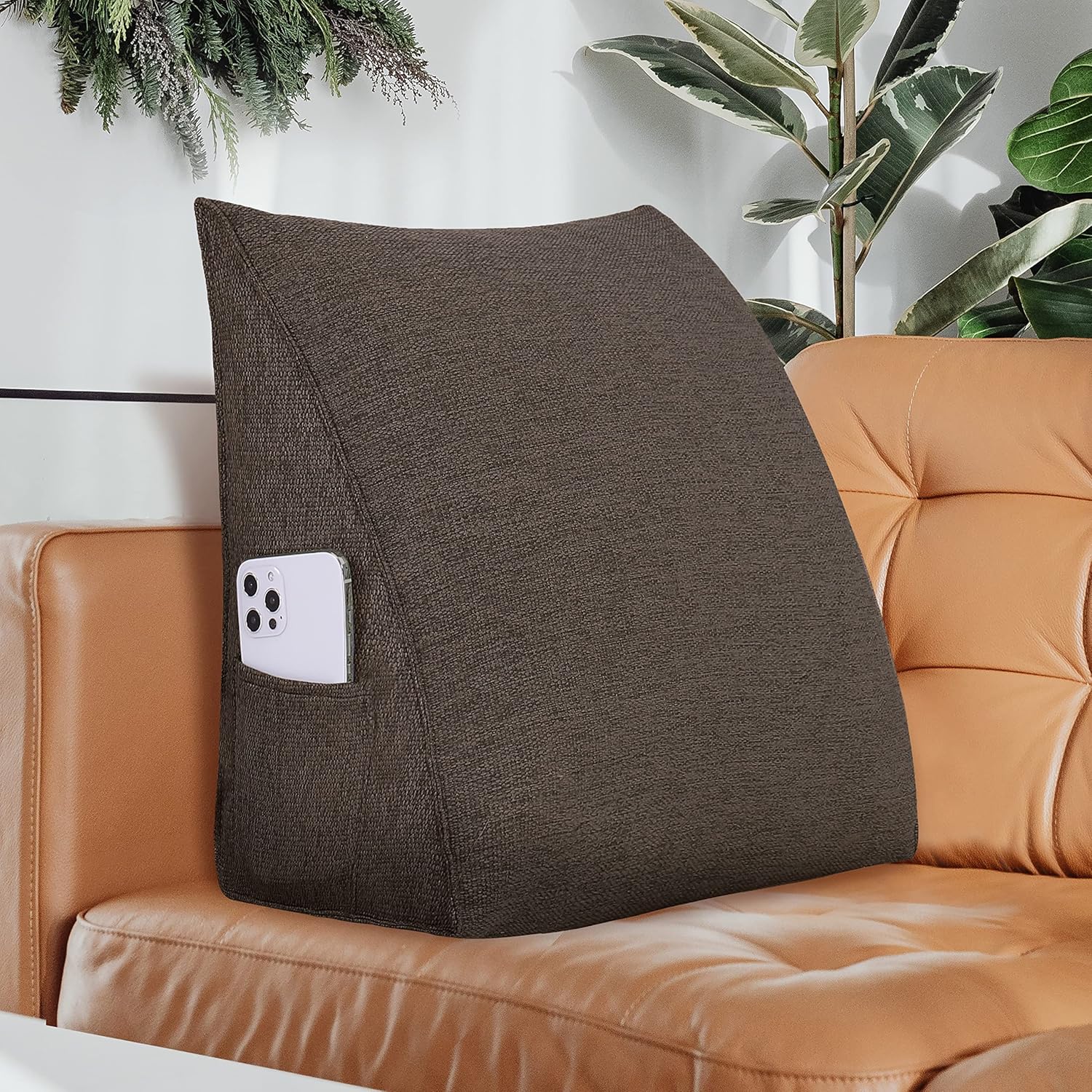 BNCKTRD Almohada de lectura triangular con cuña para cabecero y espalda, almohada para sentarse en la cama, sofá cama, respaldo, sofá, cojín de