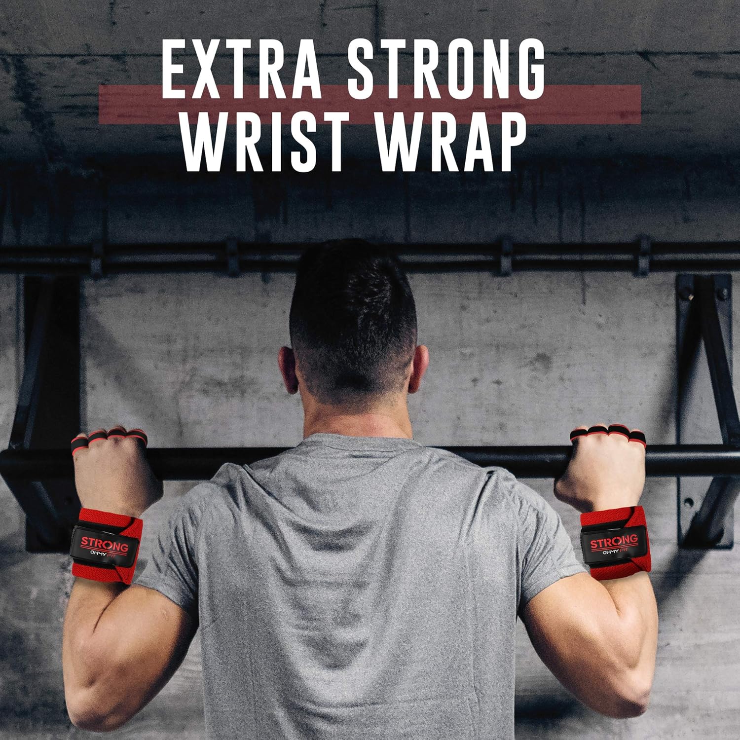 OHMY FIT Guantes de muñeca resistentes para hombre ideales para entrenamientos, gimnasio, peso muerto y crossfit con protección para la palma de la