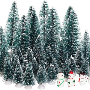 40 piezas de mini árboles de Navidad, cepillo, árboles de sisal, mini pinos con base de madera, cepillo para botella, árboles de Navidad y figuras 40 piezas de mini árboles de Navidad, cepillo, árboles de sisal, mini pinos con base de madera, cepillo para botella, árboles de Navidad y figuras