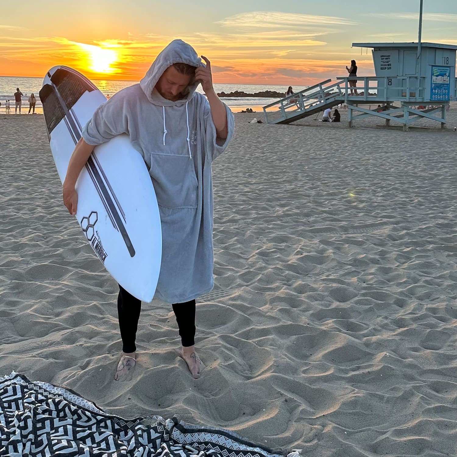 Poncho de surf de microfibra de algodón, traje de neopreno para cambiar, bata de baño con capucha y bolsillo