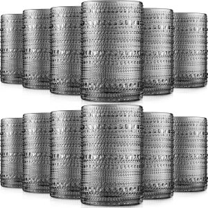 Yinder Hobnail – Vasos para beber de 13 onzas, suministros para fiesta de Navidad, cristalería vintage en relieve, vasos de vidrio con cuentas para Yinder Hobnail – Vasos para beber de 13 onzas, suministros para fiesta de Navidad, cristalería vintage en relieve, vasos de vidrio con cuentas para