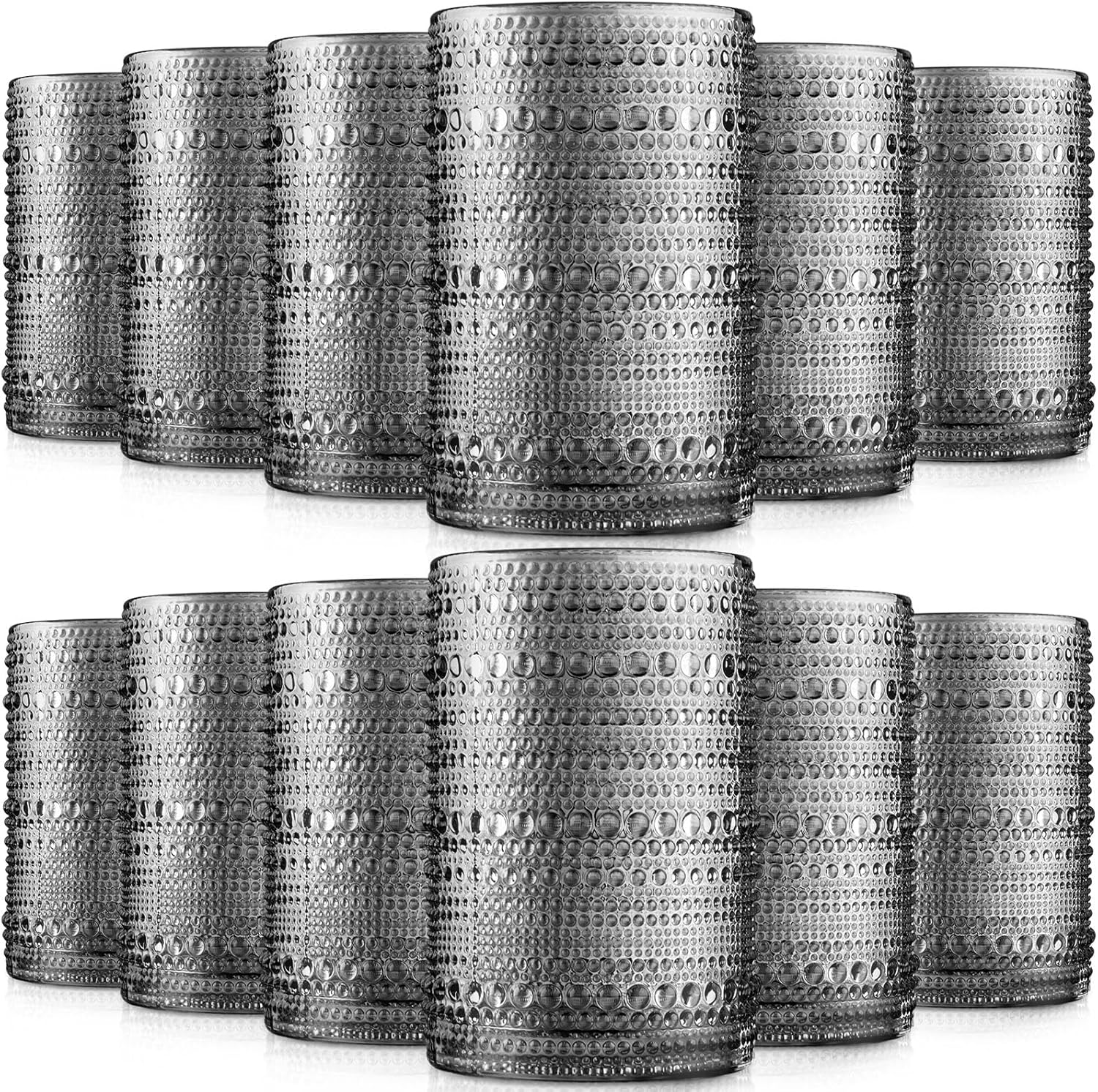 Yinder Hobnail – Vasos para beber de 13 onzas, suministros para fiesta de Navidad, cristalería vintage en relieve, vasos de vidrio con cuentas para