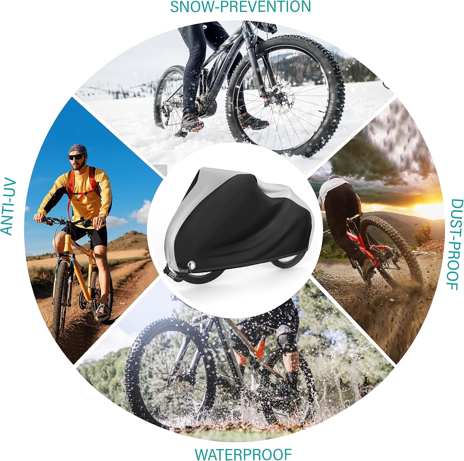 Funda para bicicleta al aire libre, impermeable, resistente al polvo, lluvia, viento, con agujero de bloqueo para bicicleta eléctrica de montaña y