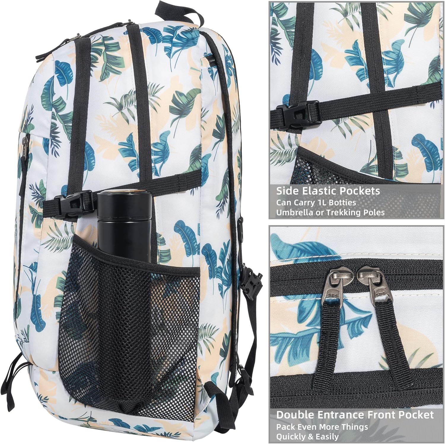 TOMULE Mochila de senderismo de día para mujer, mochila pequeña impermeable para mujer, mochila de viaje ligera para mujer, 40L