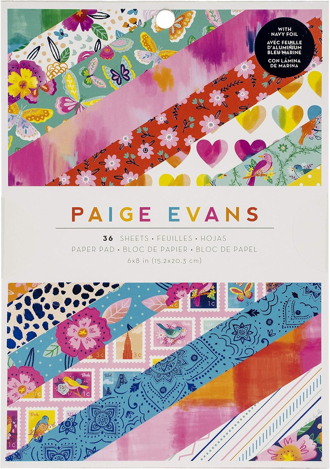 AMERICAN CRAFTS Paige Evans Go The Scenic Route, suministros de manualidades de arte, diario de papel decorativo regular con hojas de aluminio azul
