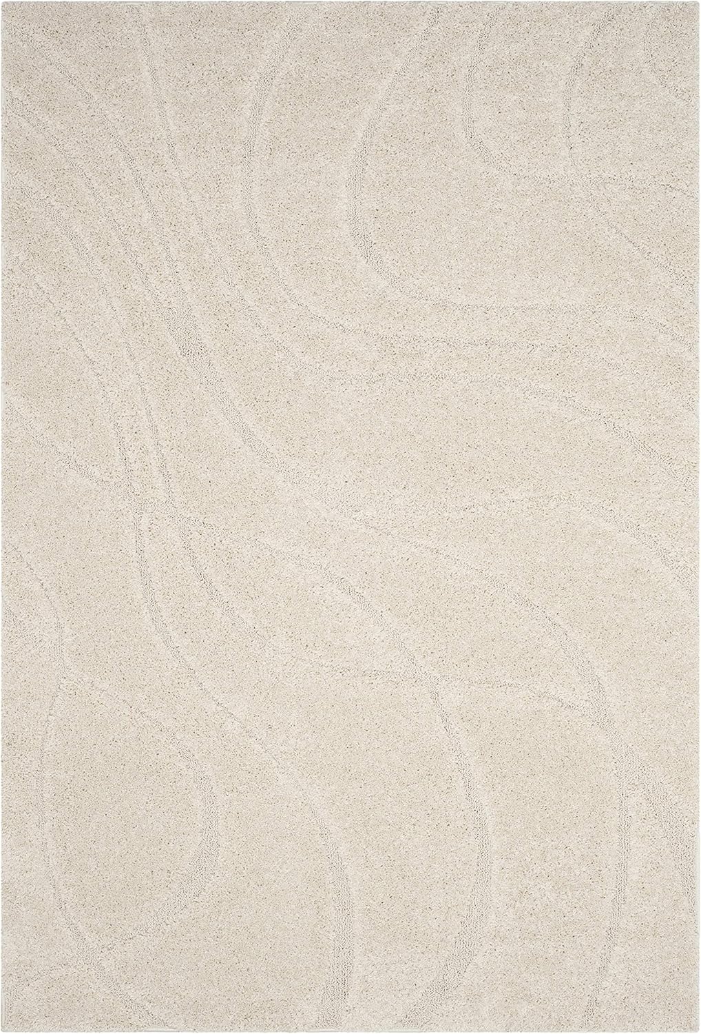 SAFAVIEH Colección Florida Shag SG471 – Alfombra con ondas abstractas de 4 x 6 pies, color cremacrema, para sala de estar, dormitorio, comedor,