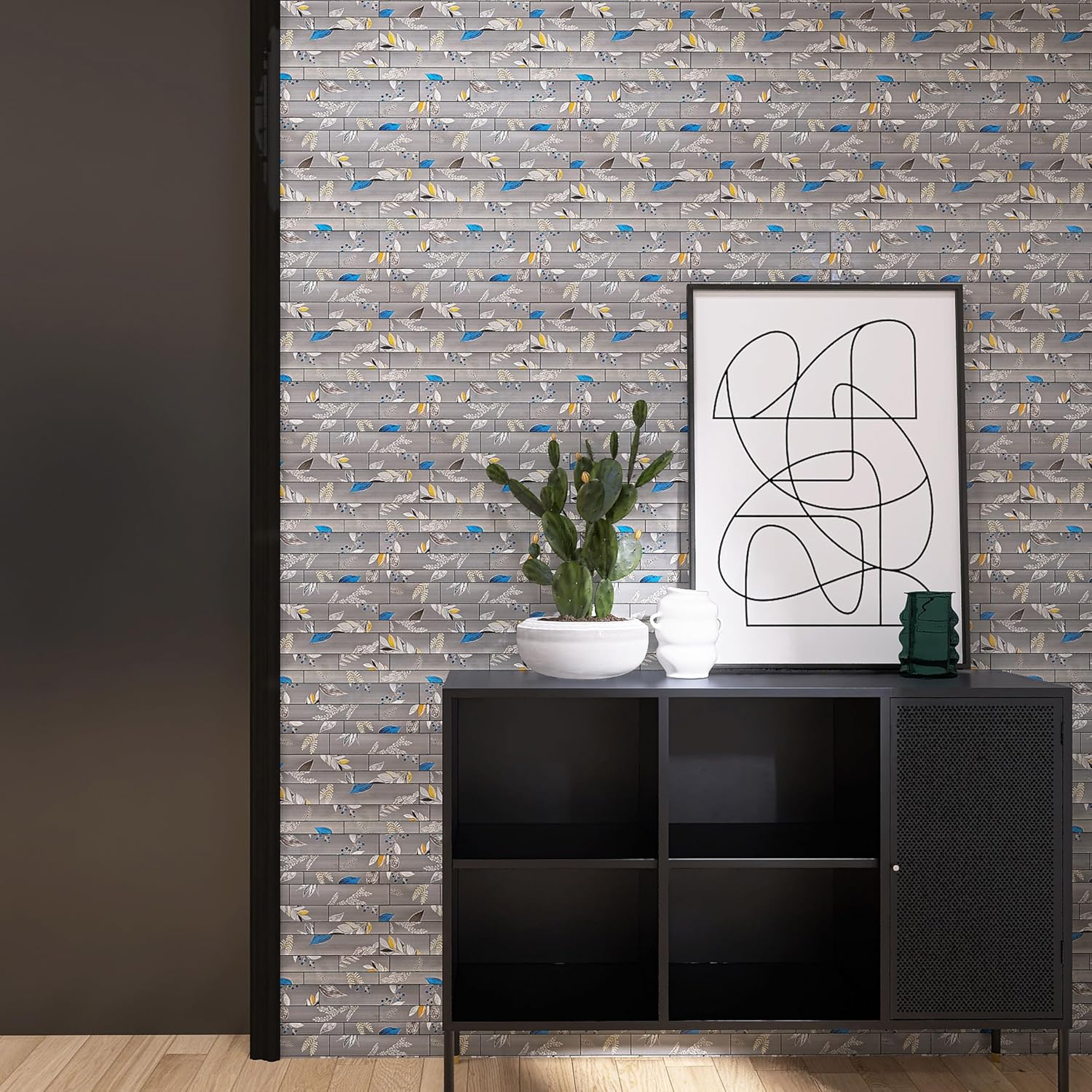 Azulejos para salpicaduras de cocina y baño  Azulejos de pared autoadhesivos de PVC con patrón de hojas irregulares  10 unidades (gris)
