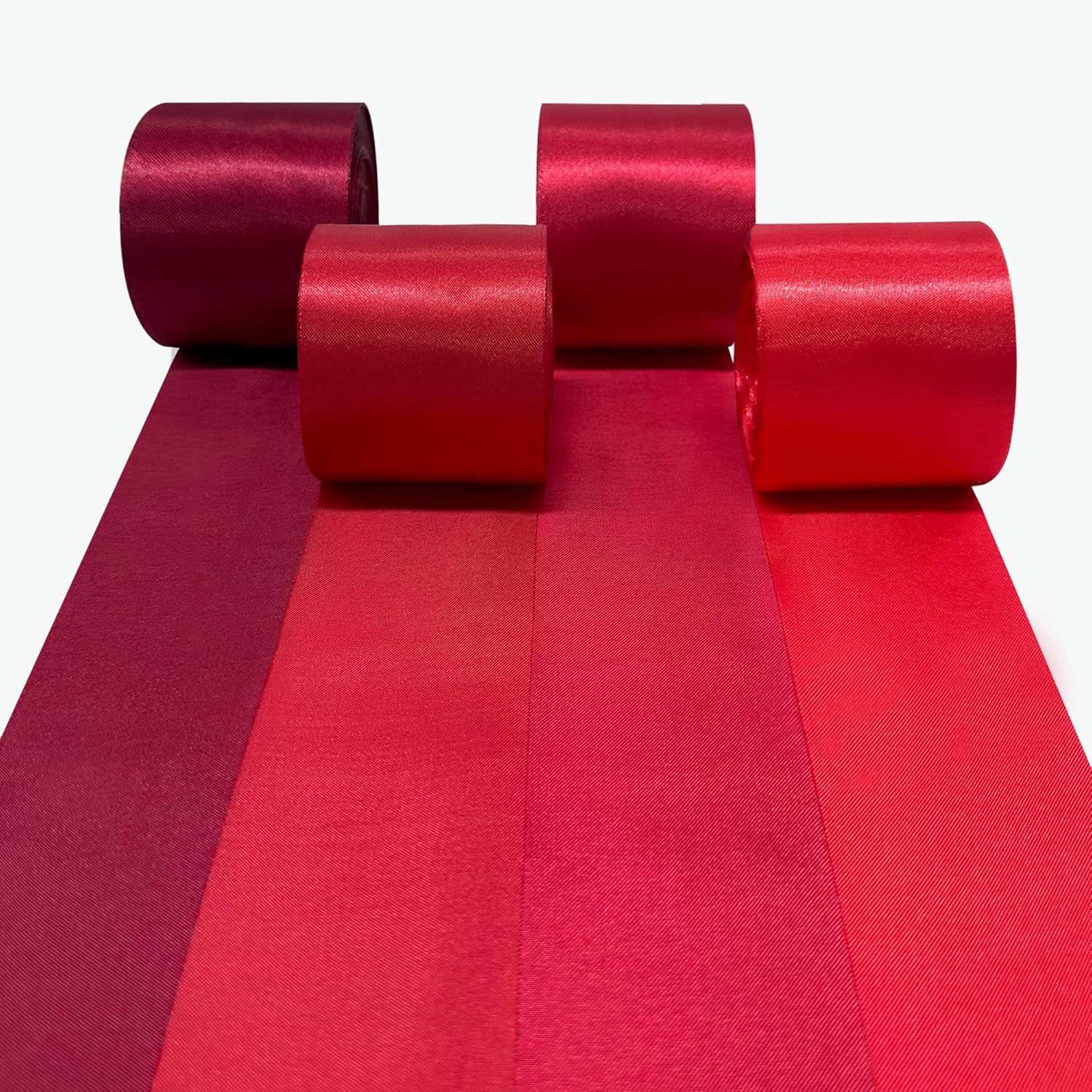 Cinta de satén roja de 65.6 yardas x 1.97 pulgadas de ancho para manualidades, envoltura de regalos, flecos, telón de fondo colgante, guirnalda de