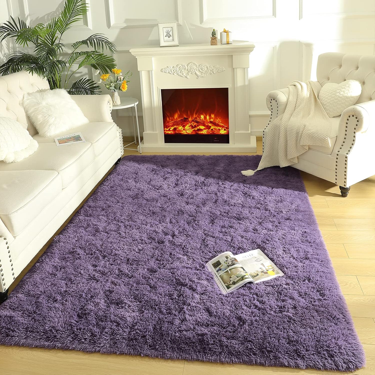 LOCHAS – Alfombras de interior ultrasuaves y modernas, peludas, para sala de estar, ideal para decoración del hogar, del dormitorio del bebé o de