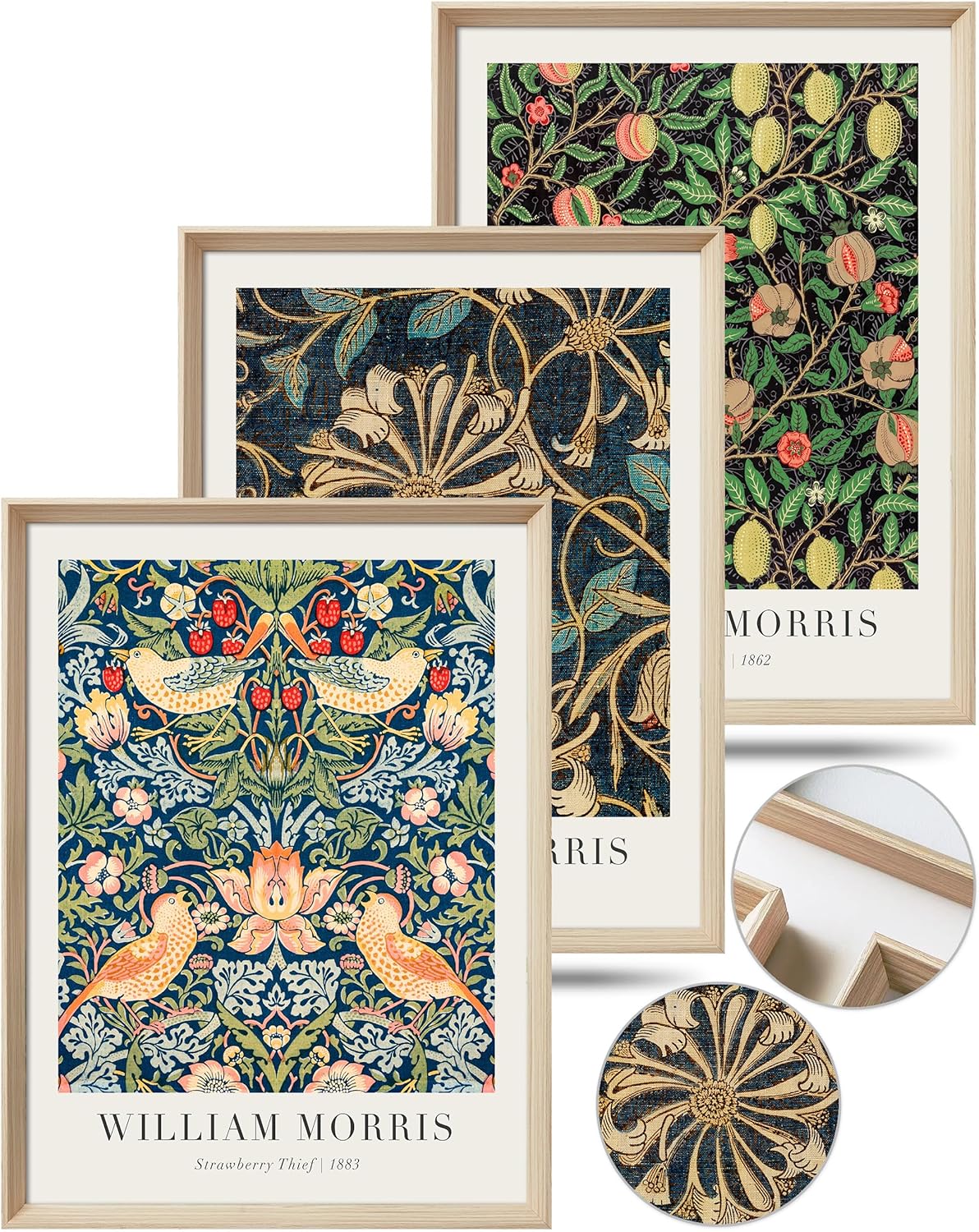 UPWOIGH Arte de pared enmarcado (sin plexiglás), lienzo de madera de William Morris, arte de pared de ladrón de fresas, póster de impresiones