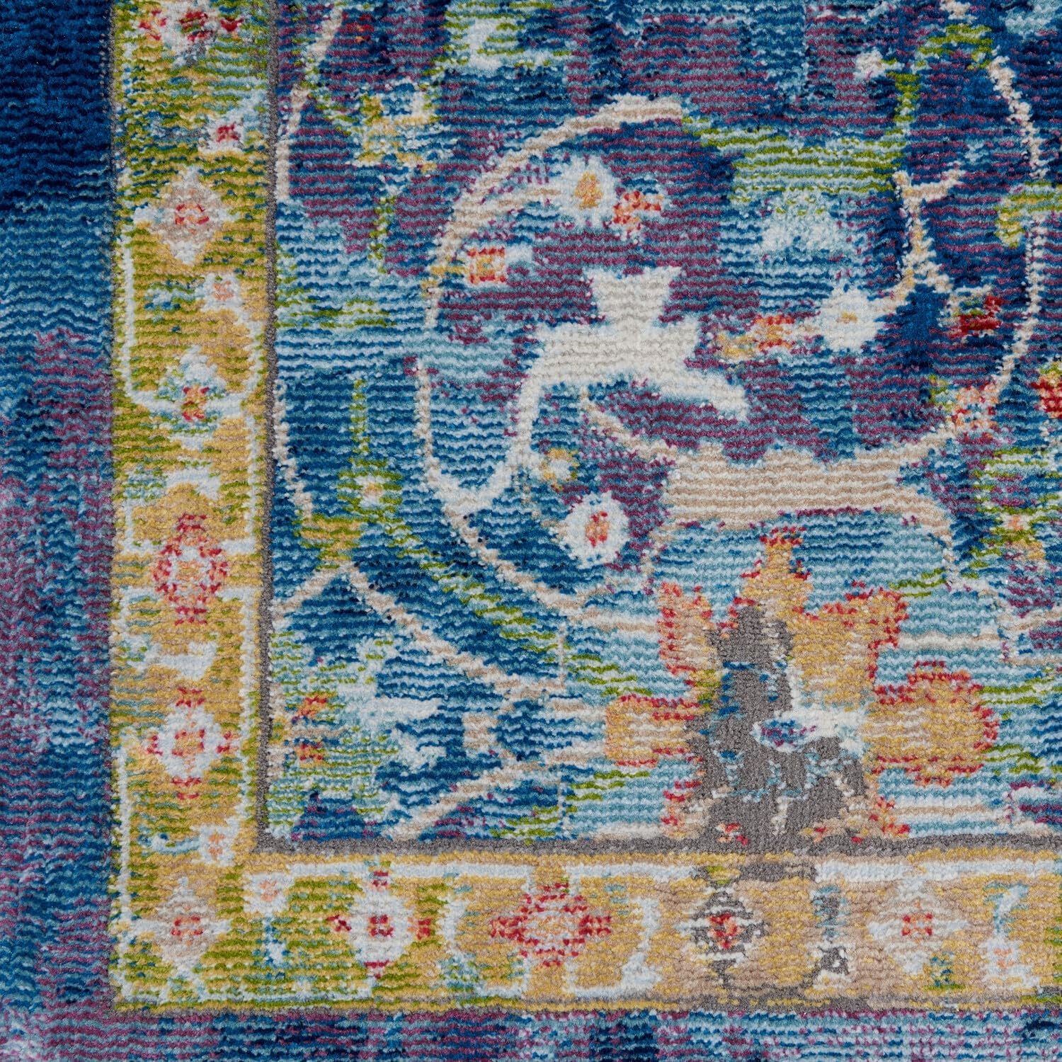 Nourison Global – Alfombra vintage tradicional azul de 4 x 6 pies, fácil de limpiar, no se desprende, para dormitorio, sala de estar, comedor y
