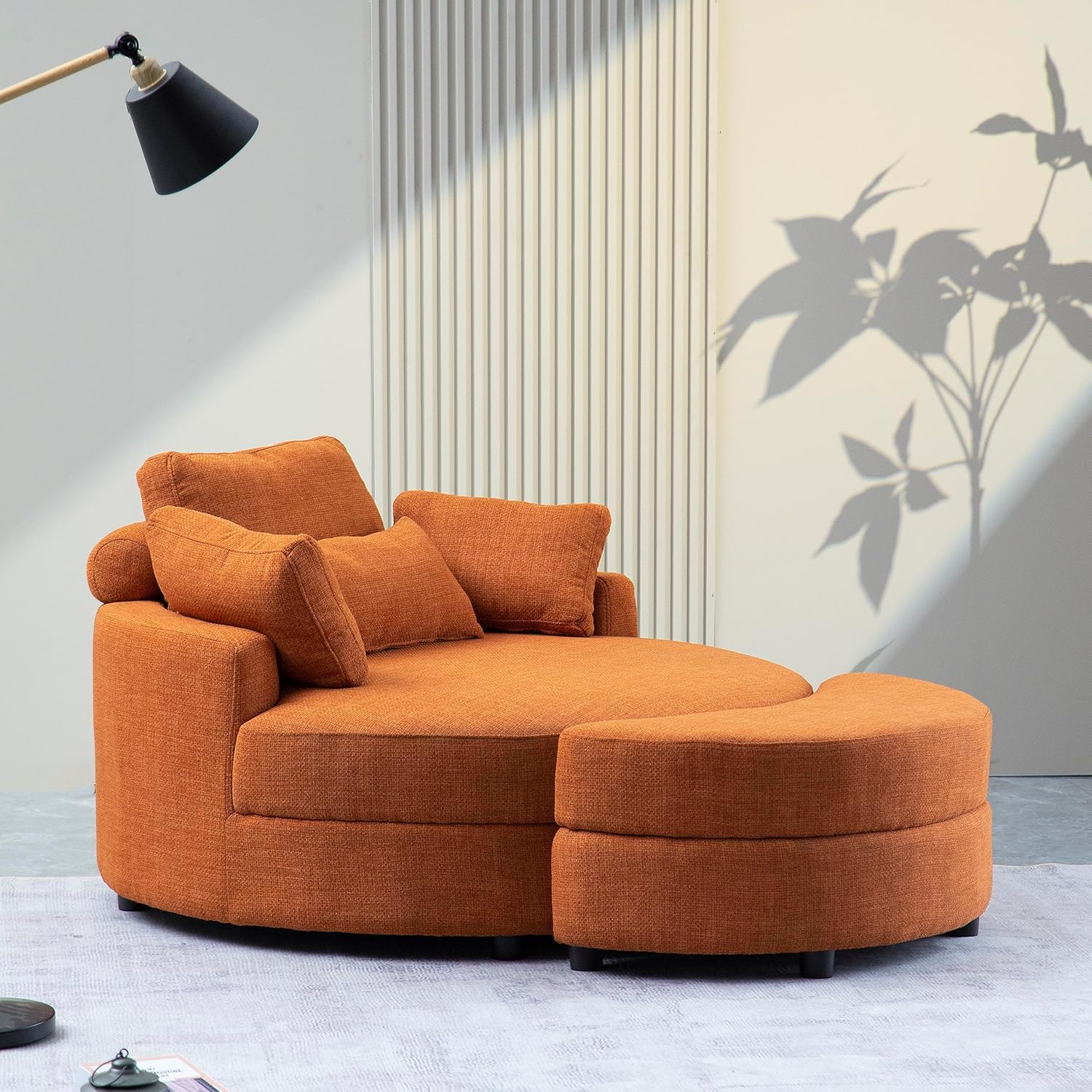 YUNLife&Home Silla de barril de acento de gran tamaño con otomana de almacenamiento + 4 almohadas, moderno y cómodo sofá reclinable tapizado para