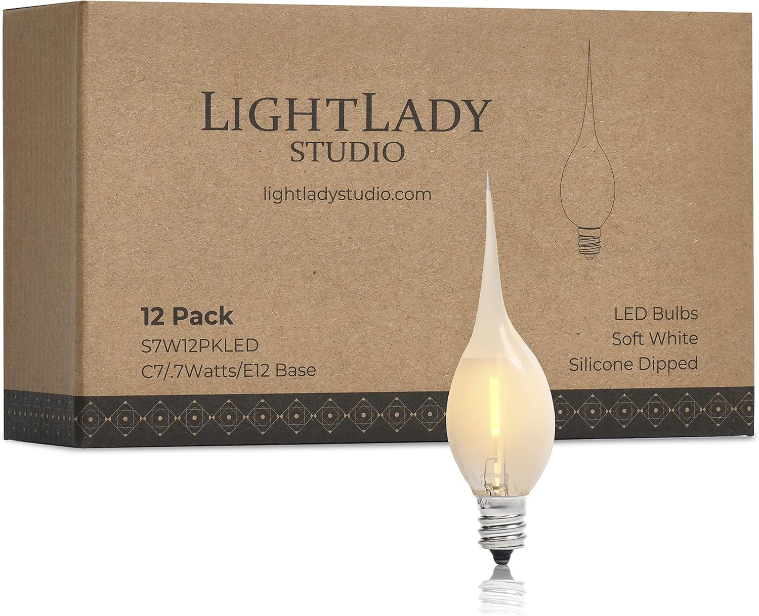 Bombillas LED de vela sumergidas de silicona, color blanco brillante, bombillas LED de silicona para velas, 12 unidades, 7 vatios, equivalente a