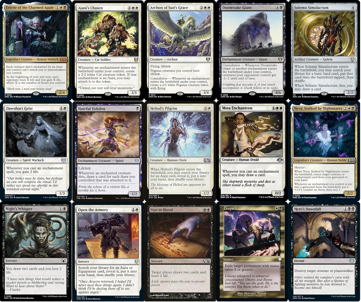 Elite Commander Enchantment Aura Deck – Orzhov Negro Blanco – Eriette, The Charmed Apple – EDH cEDH – 100 cartas – Magic The Gathering Deck – Muy