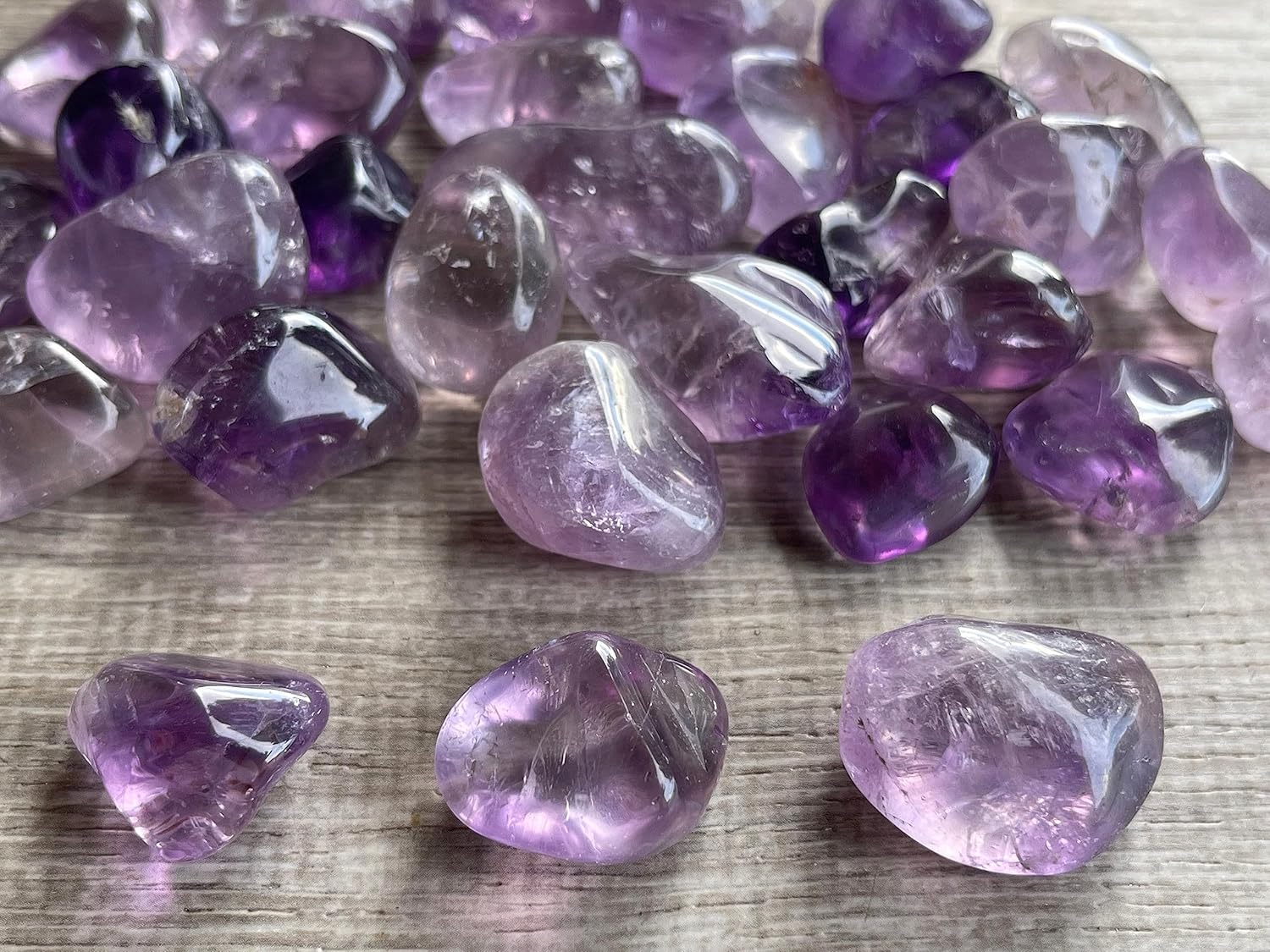 Piedras pulidas de amatista al por mayor, piedras preciosas de amatista natural pulidas, cristales curativos de amatista (amatista, 0.25 libras)