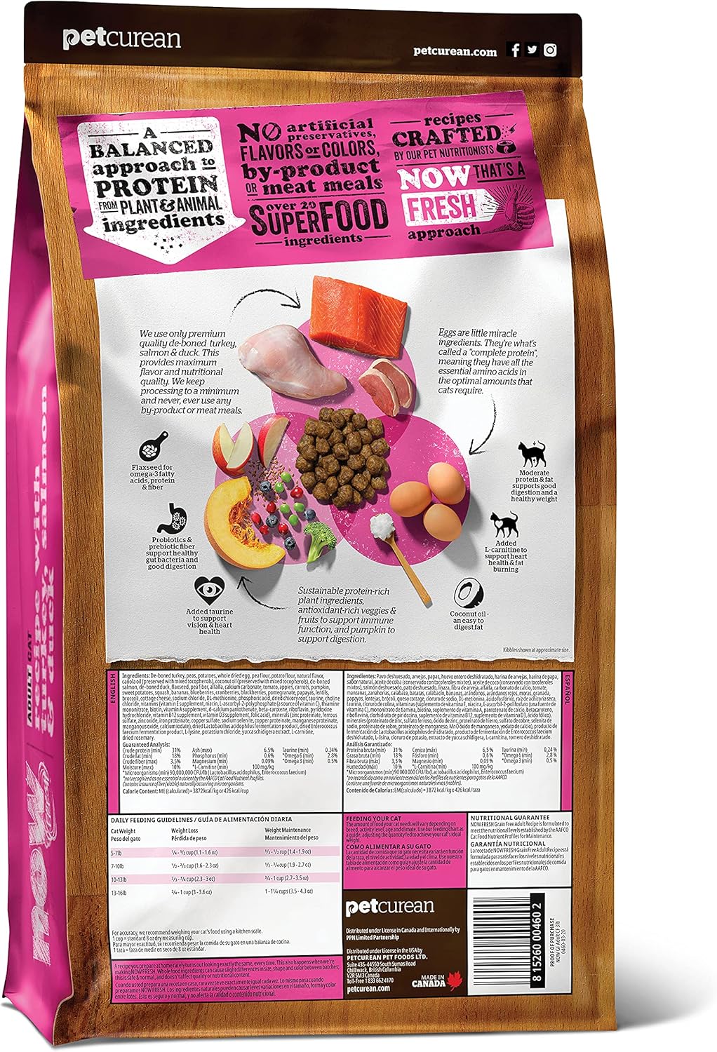 Now Fresh Alimento para gatos sin granos, 3 libras, receta de comida seca para gatos adultos con carne real y pescado para proteínas