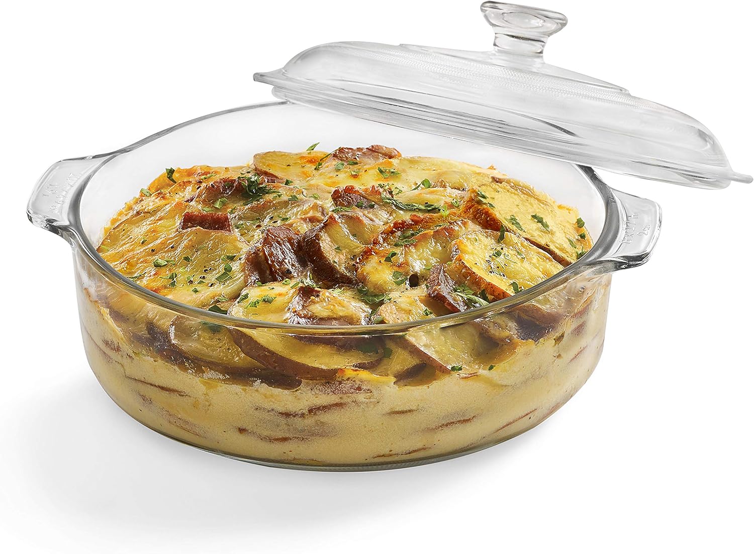 Libbey Baker’s Basics – Bandeja de vidrio para hornear con tapa, 2 cuartos de galón