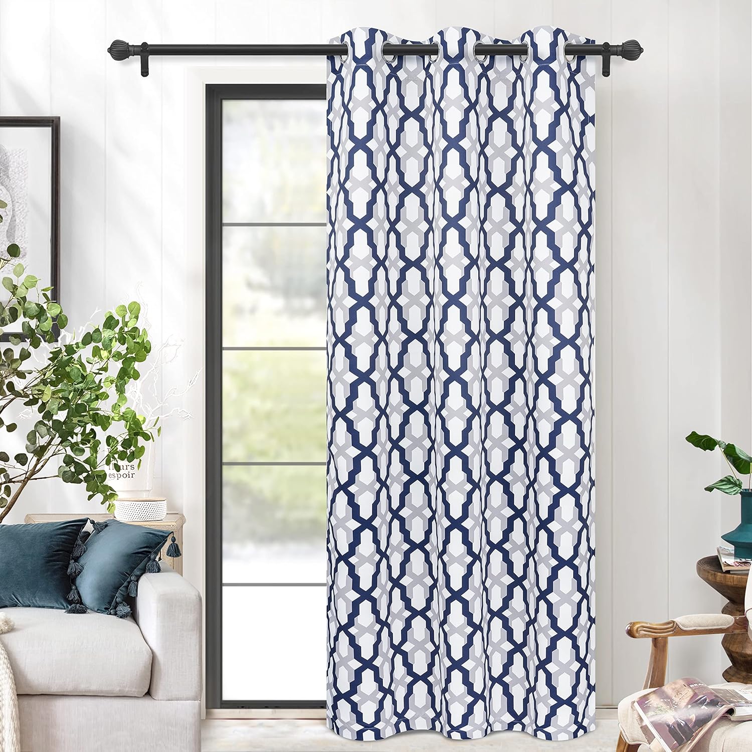 DriftAway Cortina opaca para ventana, cortina de puerta para sala de estar, armario, cortina de puerta corrediza para dormitorio, patrón geométrico