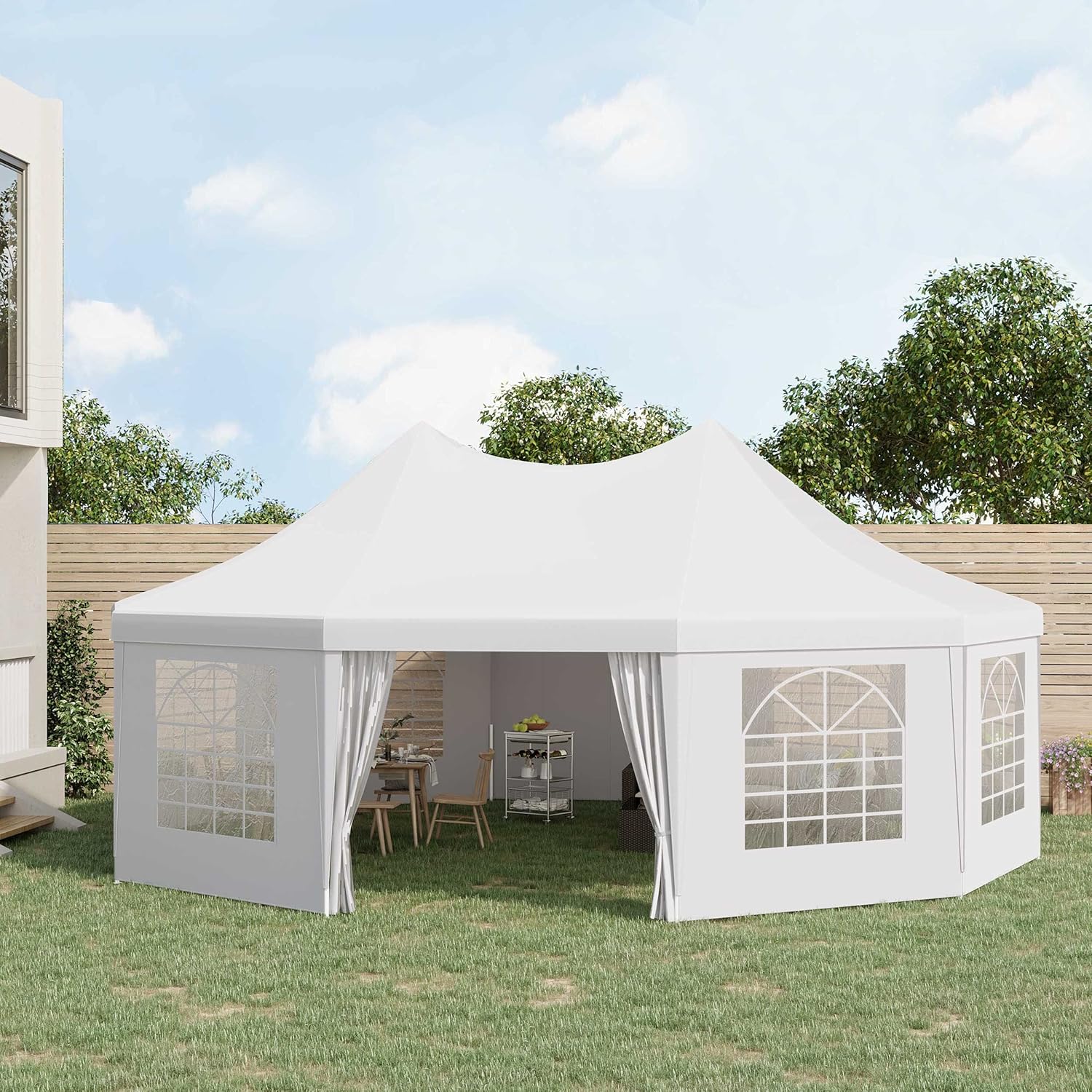 Outsunny. Carpa tipo gazebo con 10 paredes, ideal para fiestas. De 29 x 21 pies.