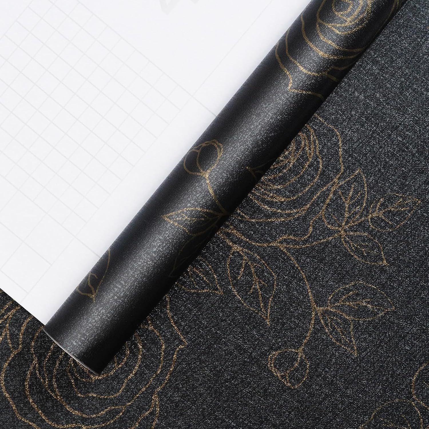 Yun-aeon Papel tapiz floral dorado y adhesivo de 17.3 x 300 pulgadas, papel de contacto moderno, geométrico, extraíble, autoadhesivo, para