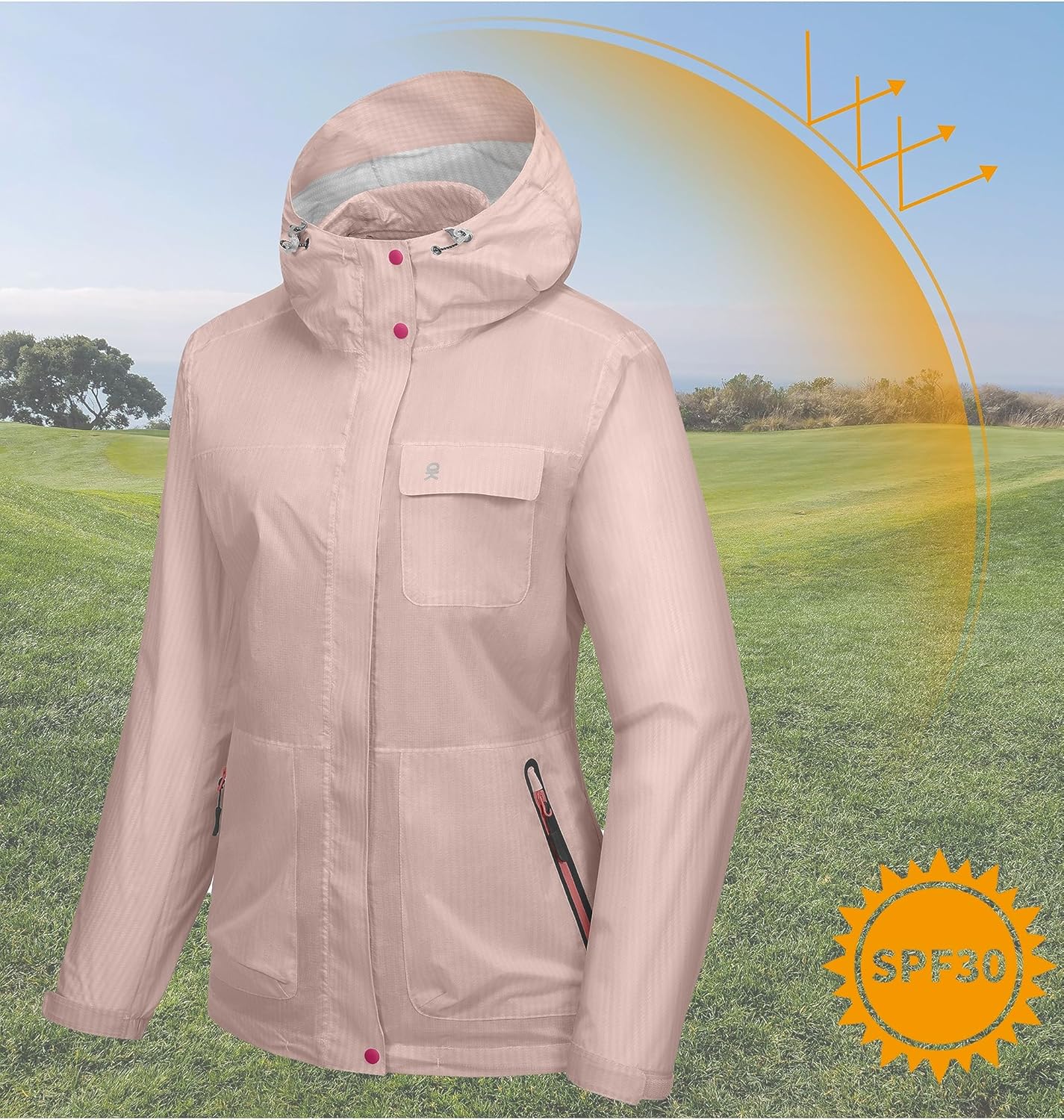Little Donkey Andy Chaqueta impermeable para mujer, ligera, con capucha, protección solar, cortavientos para senderismo al aire libre