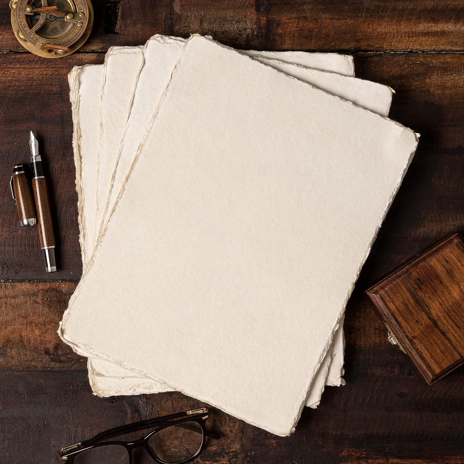 Papel de acuarela  Papel vintage de tamaño carta, 8.5 x 11 pulgadas, papel hecho a mano de 200 GSM, 50 hojas de papel de algodón reciclado, perfecto