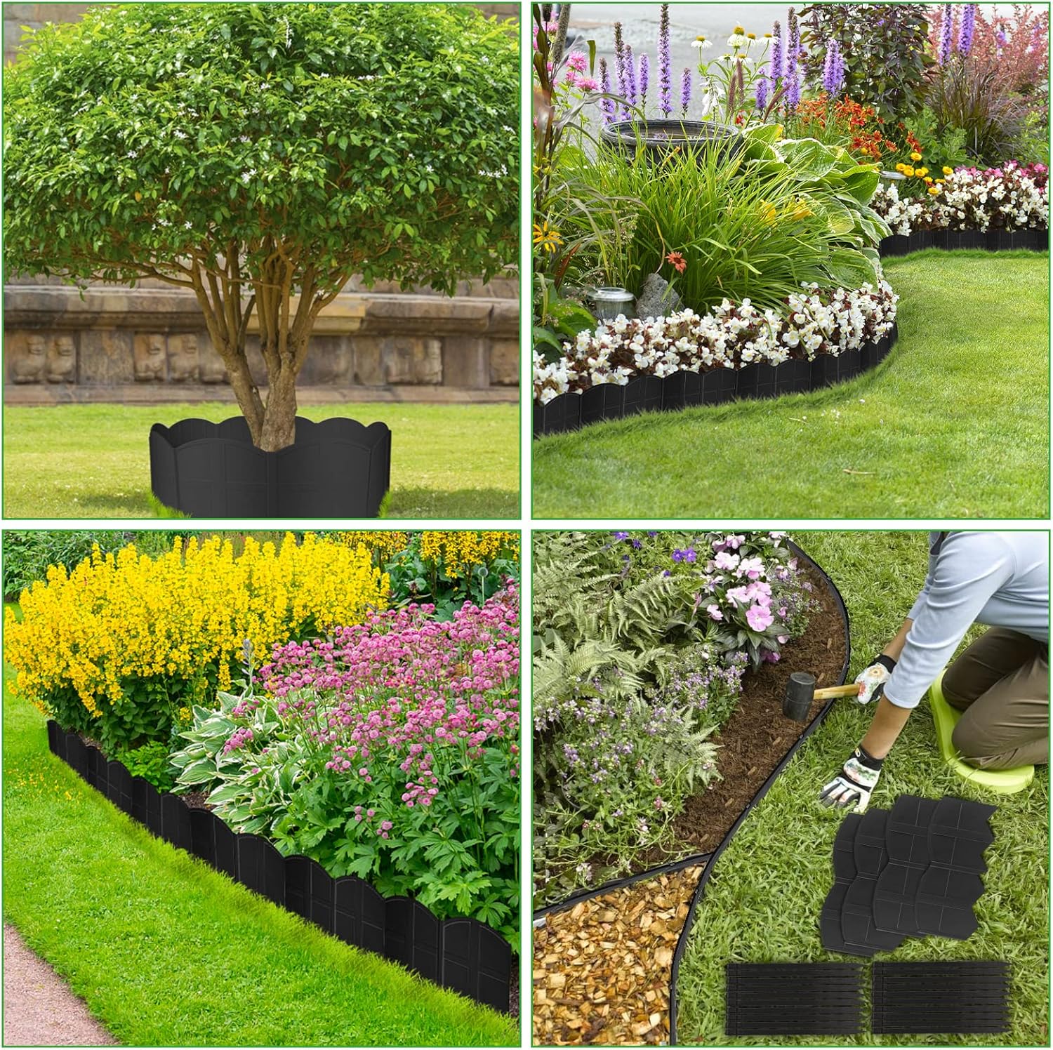 30 Uds. Borde de jardín negro, sin excavación, borde de paisaje, bordes de valla de jardín, bordes decorativos, borde de paisajismo, bordes con 30