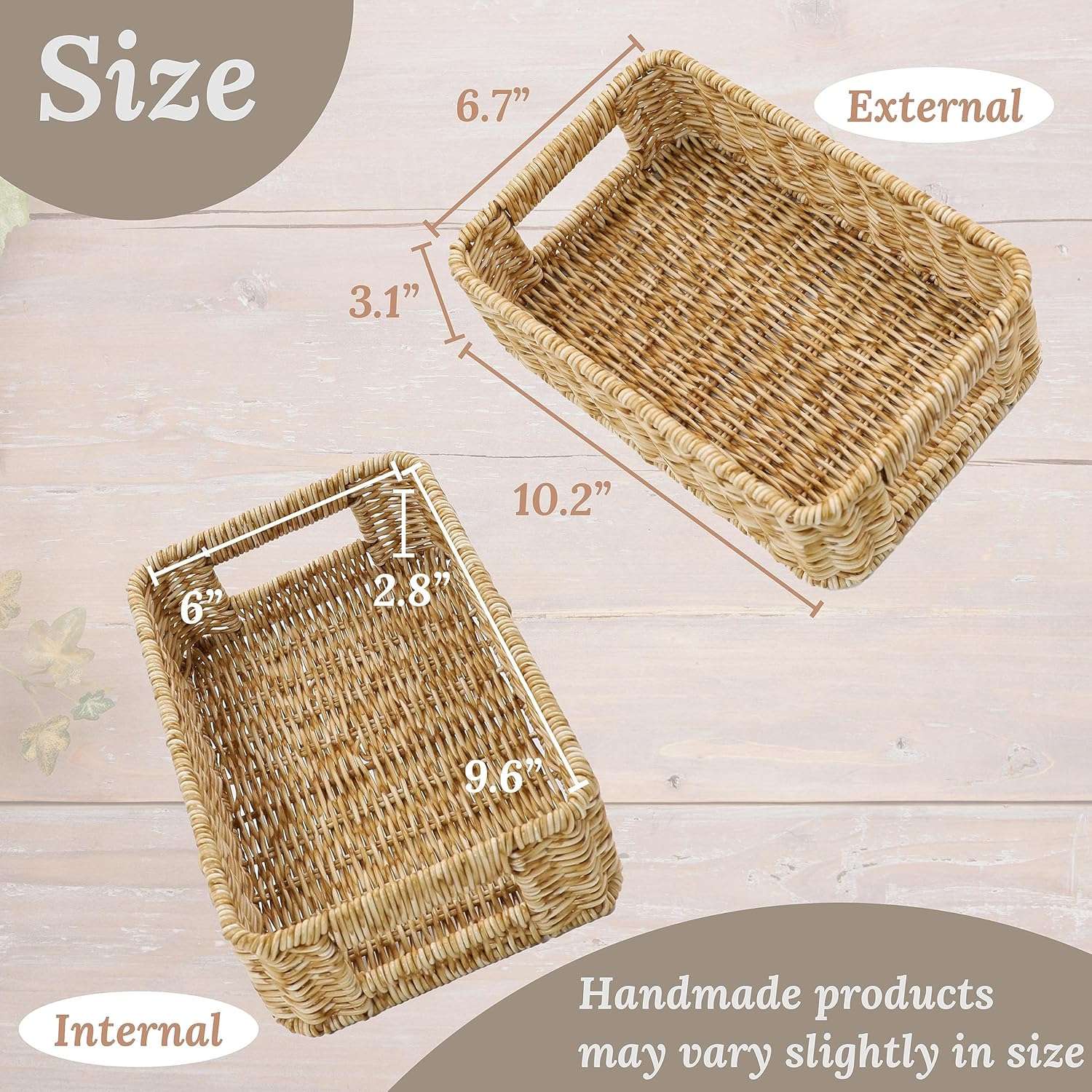 Cestas para organizar, Cesta pequeña de mimbre, Cestas de almacenamiento para baño, Cesta de inodoro, Cesta pequeña con asa, Cestas de