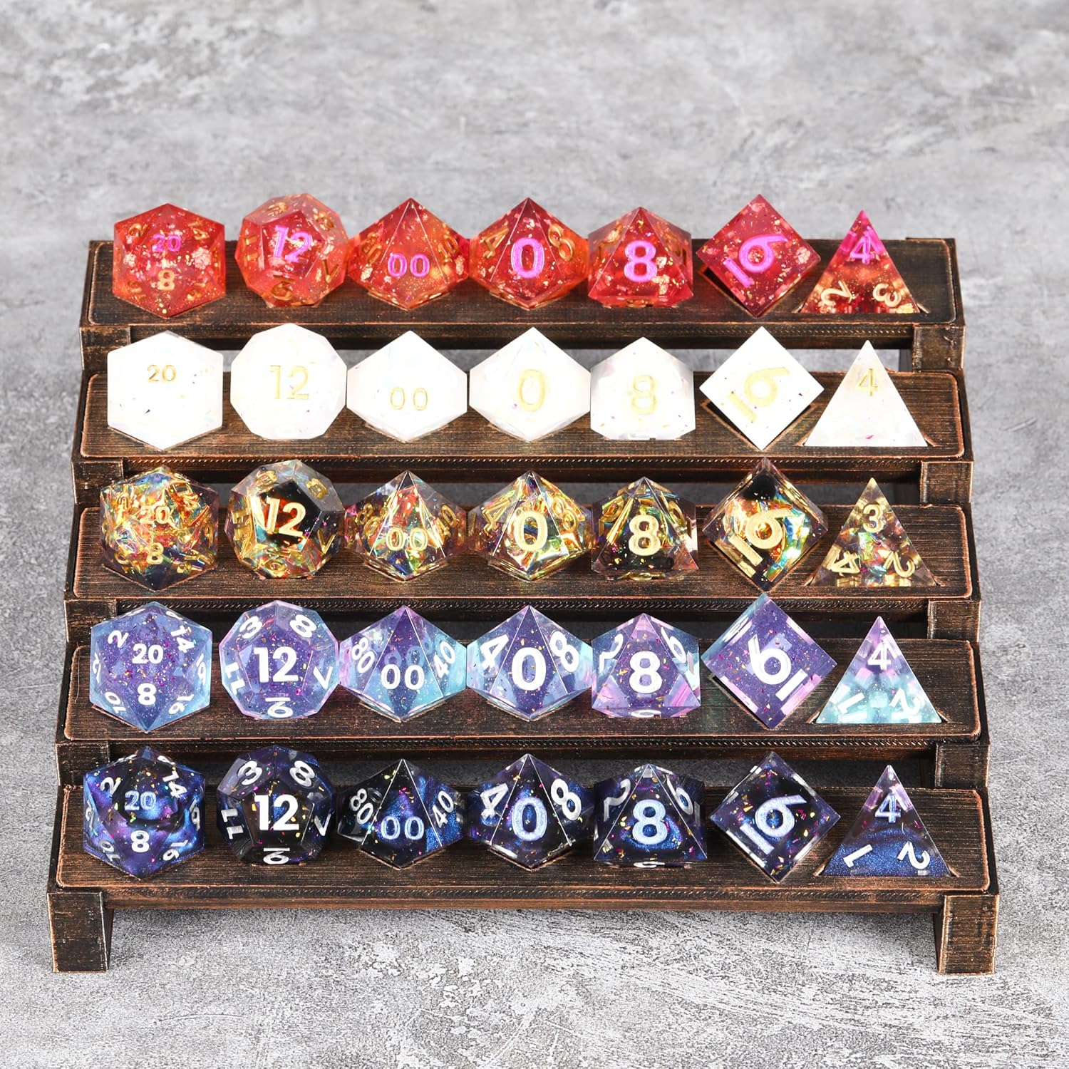 DND – Estante de exhibición de dados para coleccionistas de dados, juego de mazmorras y dragones (5 estantes)