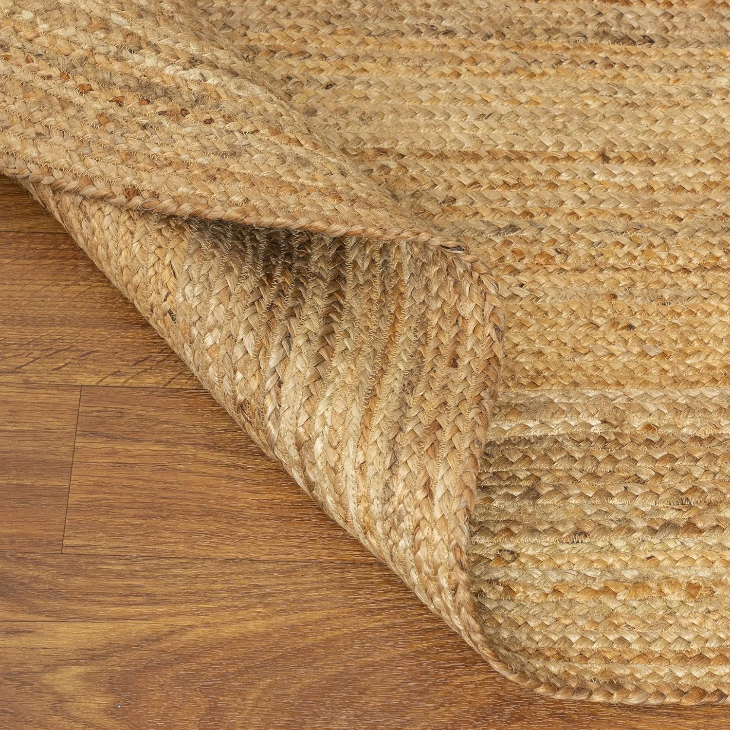 Super Area Rugs Alfombra trenzada a mano de yute suave y natural, color beige natural, 6 x 9 pies