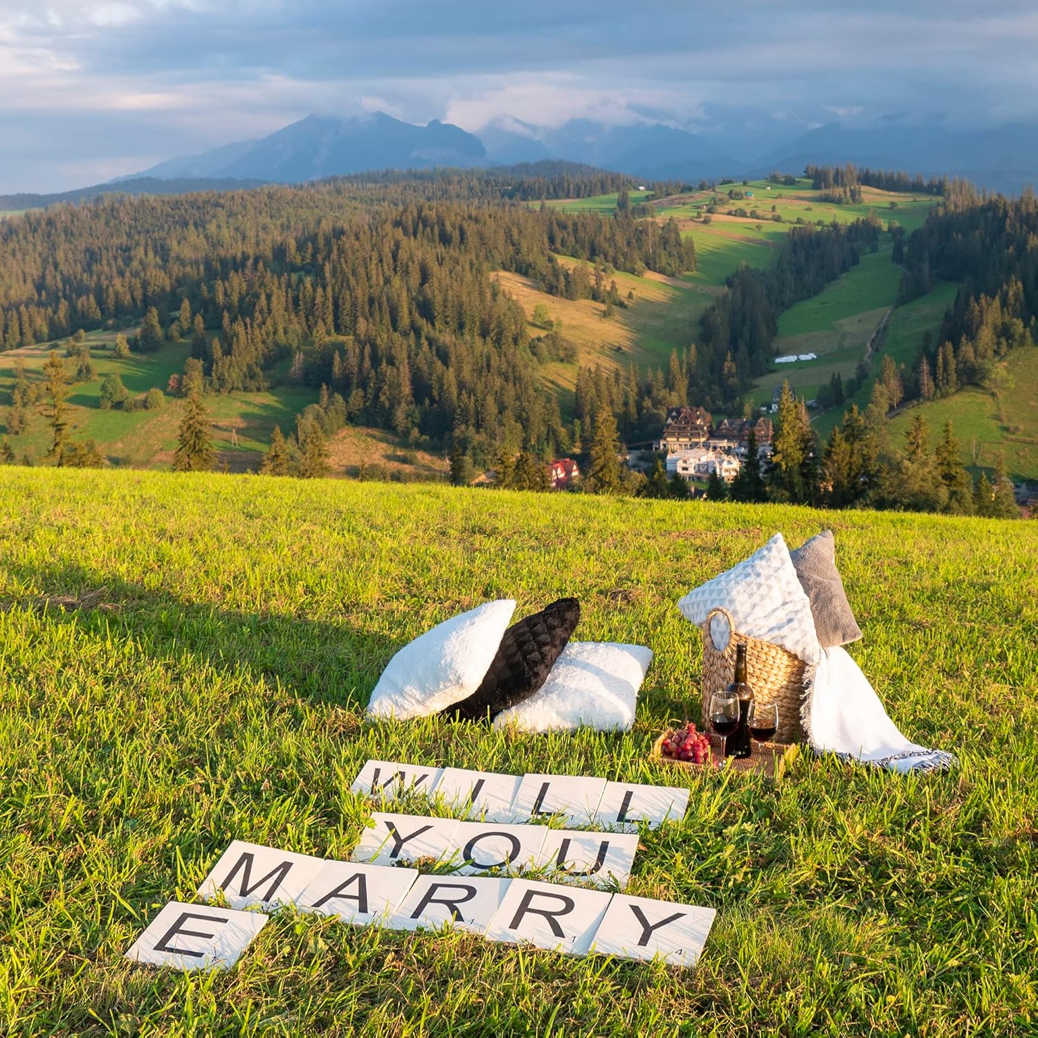 Letrero con texto en inglés “Will You Marry Me”, azulejos de madera de gran tamaño para decoración de propuestas de boda, 13 letras para uso en