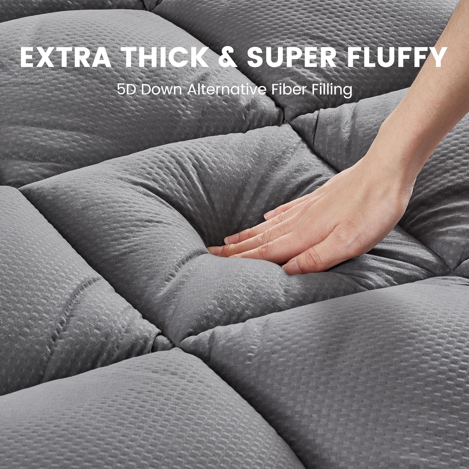 SLEEP ZONE Cubrecolchón extra grueso para el dolor de espalda, funda de colchón gruesa transpirable de felpa, funda de colchón suave alternativa al