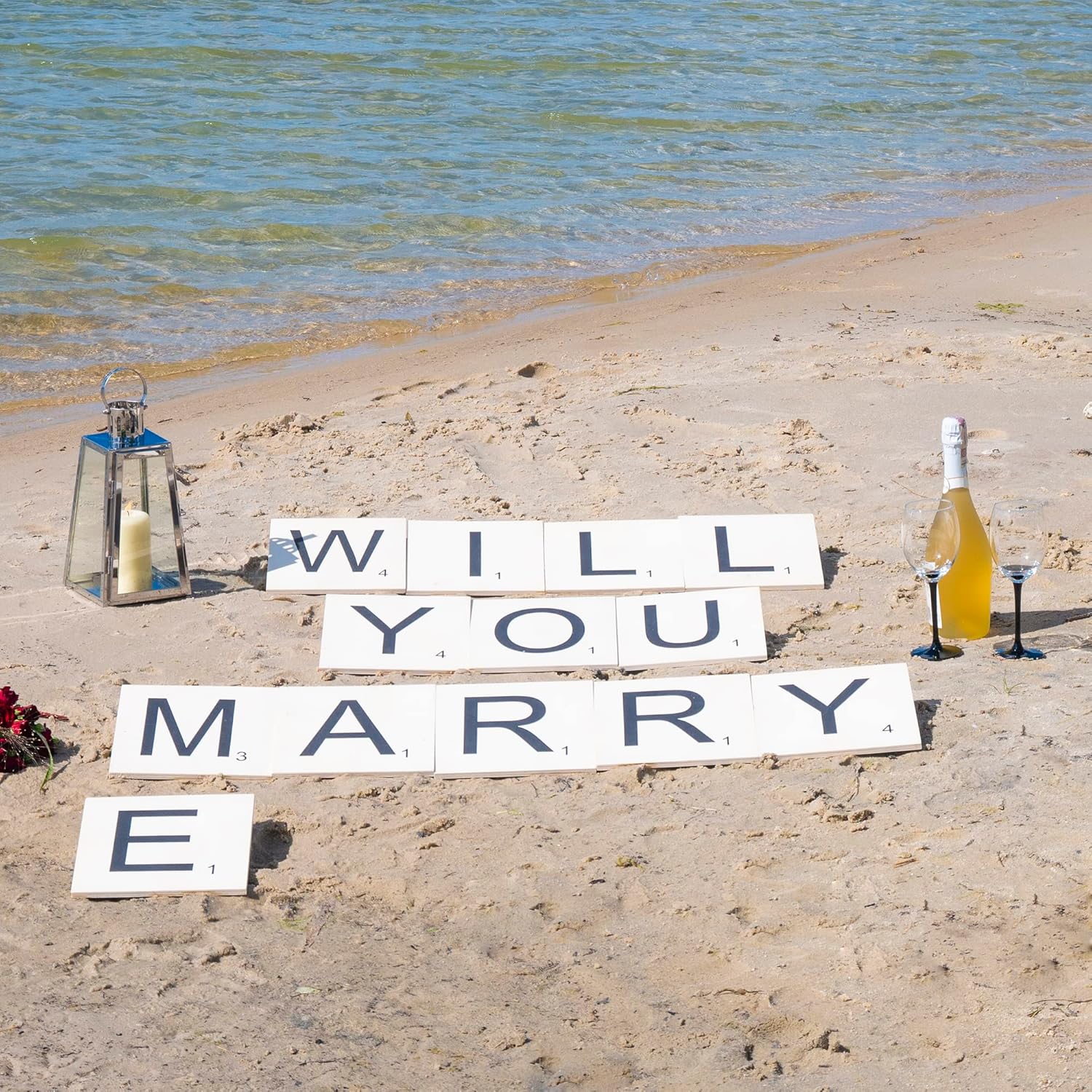 Letrero con texto en inglés “Will You Marry Me”, azulejos de madera de gran tamaño para decoración de propuestas de boda, 13 letras para uso en