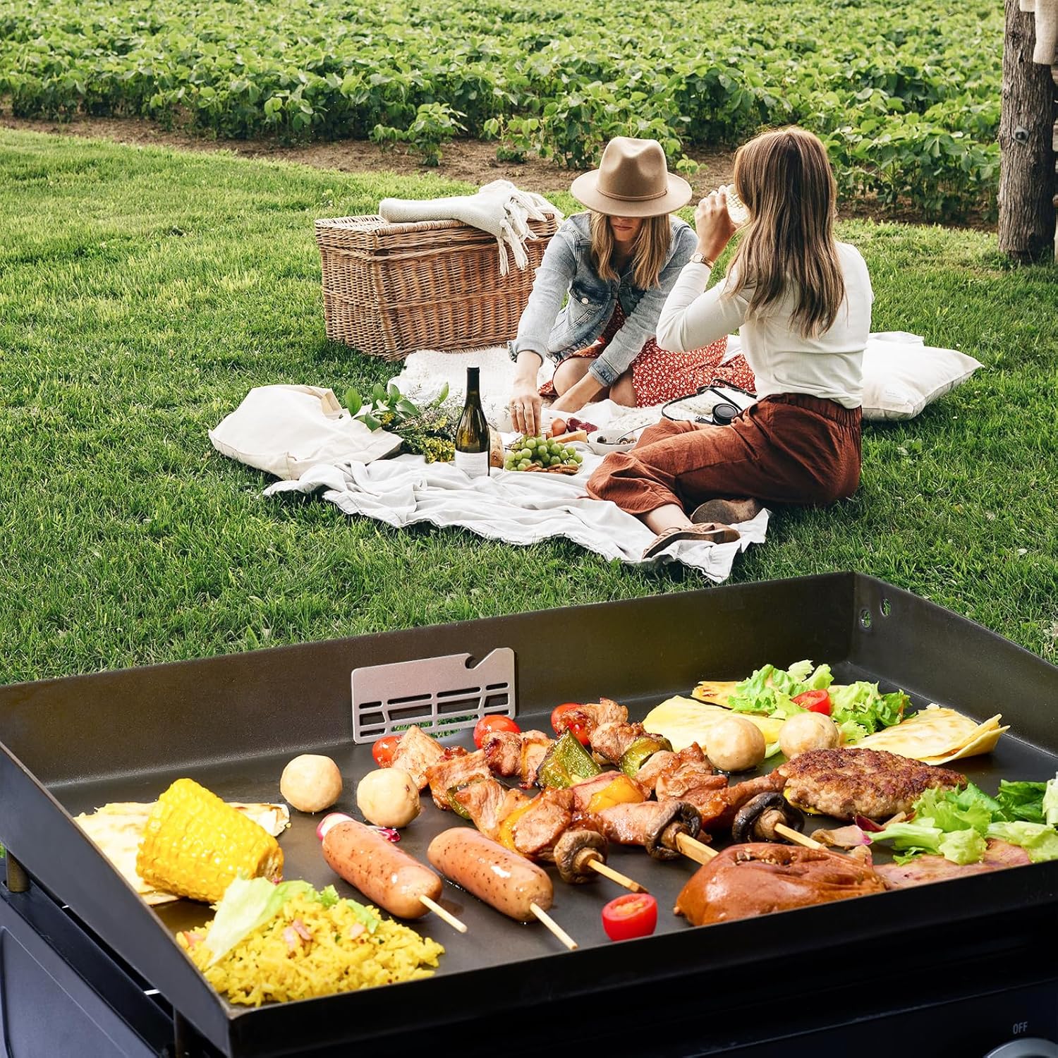 Puerta de grasa para parrillas Blackstone, malla de alimentos que bloquea la comida de caer en la trampa de grasa, accesorios de plancha compatibles