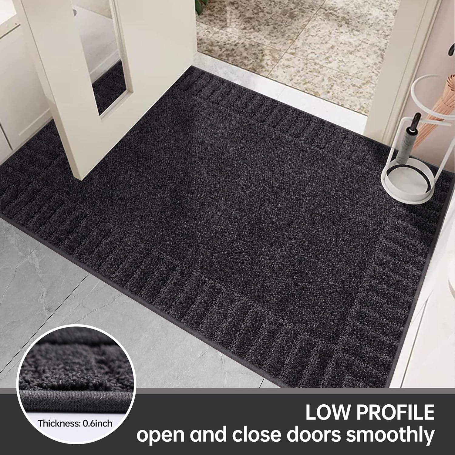 BEQHAUSE Door-Mat – Tapete antideslizante para puertas principales, de perfil bajo, para la entrada de la puerta principal, resistente a la