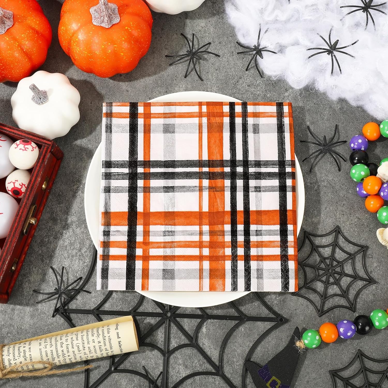 AnyDesign Paquete de 80 servilletas de papel de Halloween de 6.5 pulgadas, servilletas de cena desechables para Halloween, fiesta de cumpleaños,