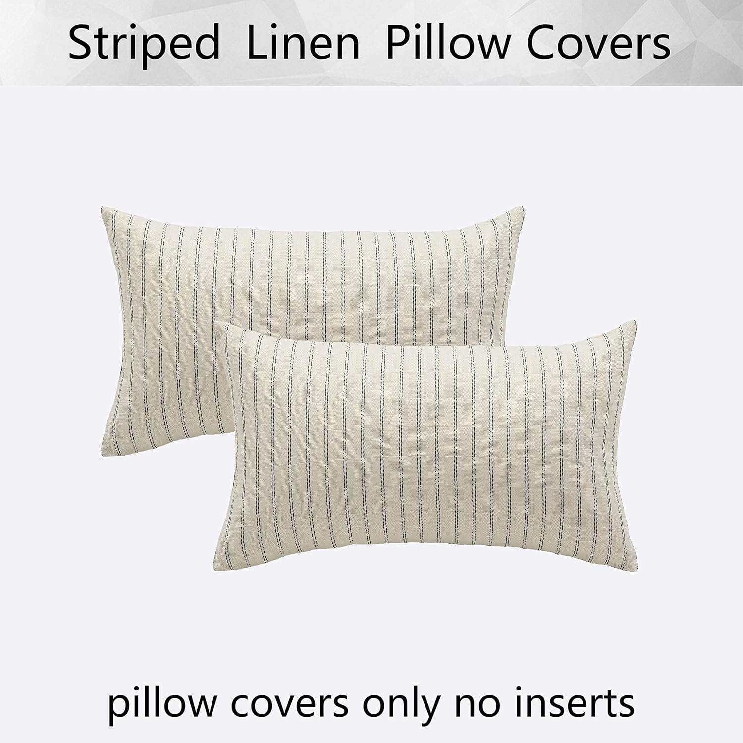 Kevin Textile – Juego de 2 fundas de almohada rectangulares, fundas de almohada decorativas de lino a rayas para sofá, dormitorio, sala de estar, 12