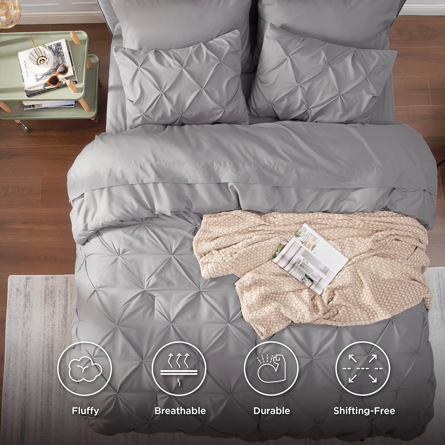 Bedsure Juego de edredón tamaño King de 7 piezas, juego de edredón tamaño King de 5 piezas.