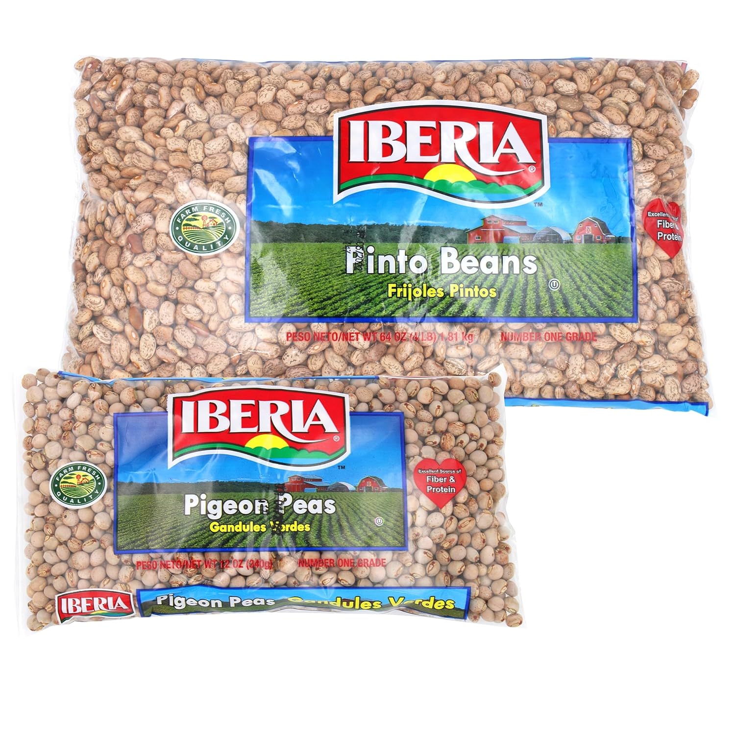 Iberia Frijoles pintos de 4 libras + guisantes pichones secos Iberia de 12 onzas