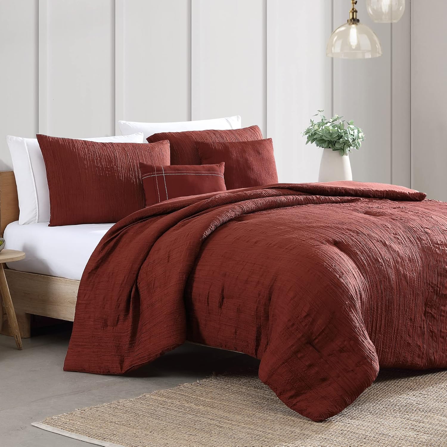 Modern Threads – Juego de edredón de 5 piezas Reese Collection – Juego de cama reversible y elegante – Incluye edredón, fundas de almohada y