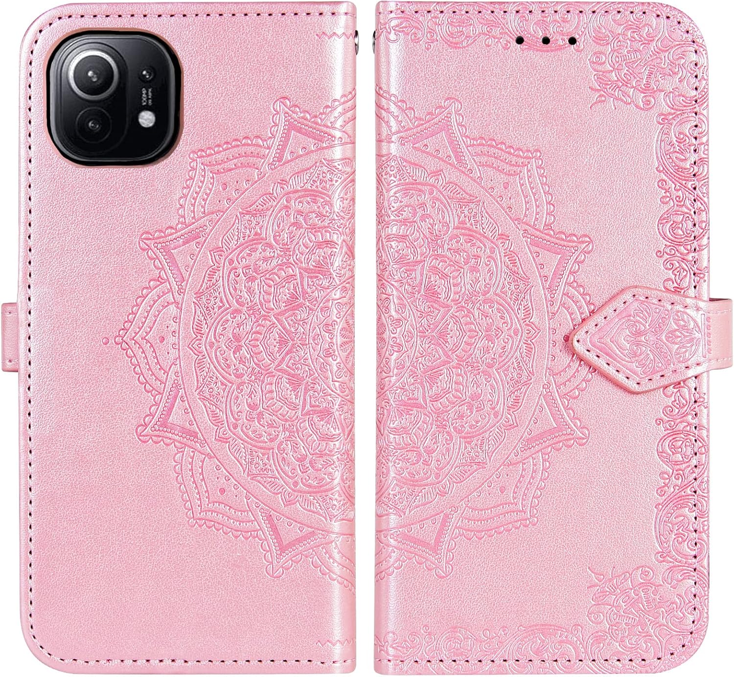 Asuwish Compatible con Xiaomi Mi 11 5G Funda tipo cartera y protector de pantalla de vidrio templado, cubierta abatible, soporte para tarjetas,