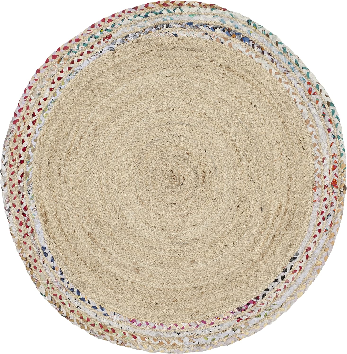 SAFAVIEH Cape Cod Collection CAP207B – Alfombra redonda de yute trenzada hecha a mano de 8 pies, color marfil y beige claro