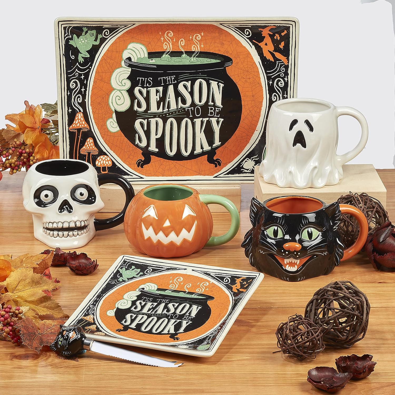 Certified International Scaredy Cat – Tazas de 18 onzas, juego de 4 diseños surtidos