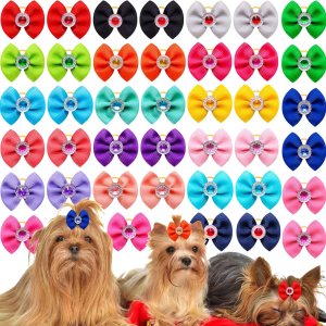 Mruq pet 50 lazos para el pelo de perros pequeños para mascotas, lazos para el pelo de cachorros de color sólido a granel con bandas de goma, mezcla Mruq pet 50 lazos para el pelo de perros pequeños para mascotas, lazos para el pelo de cachorros de color sólido a granel con bandas de goma, mezcla
